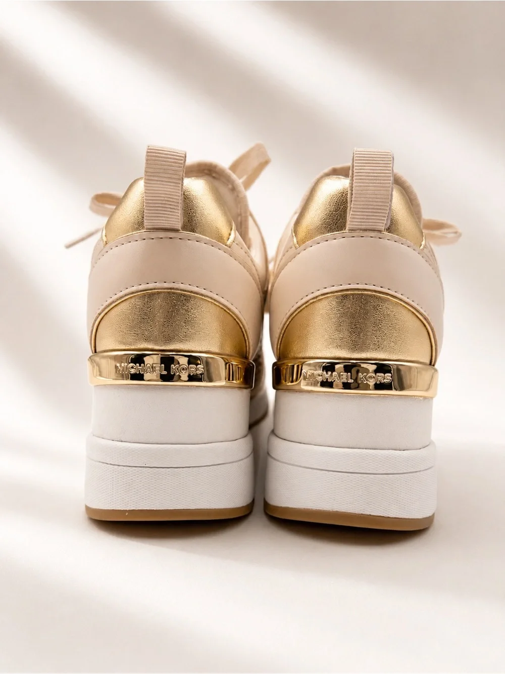 Michael Kors • Georgie Perforated Trainer - Blush Beige, Gold, White -Size 8-1/2